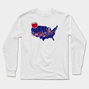 Route 66 map blue Long Sleeve T-Shirt